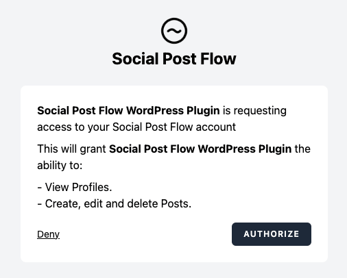 WordPress OAuth Authorize Screen