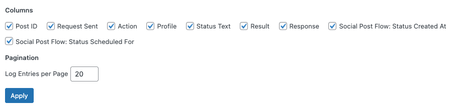 Social Post Flow: WordPress Plugin: Screen Options