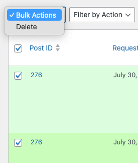 Social Post Flow: WordPress Plugin: Logs: Bulk Actions