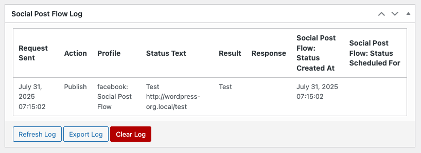 Social Post Flow: WordPress Plugin: Post Log