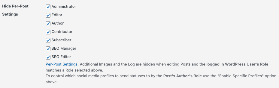 Social Post Flow: WordPress Plugin: User Access: Hide all per-Post Settings