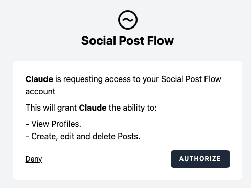 Social Post Flow: Claude: Connector: OAuth Authorization
