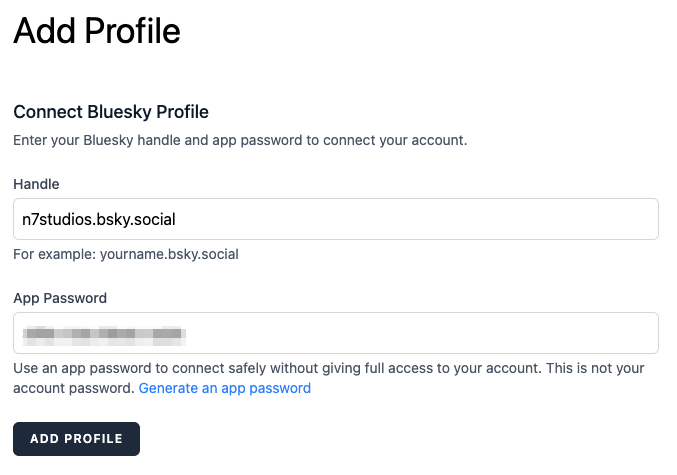 Social Post Flow: Connect Profiles: Bluesky: Form Completion