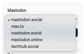 Social Post Flow: Connect Profiles: Mastodon: Select Server