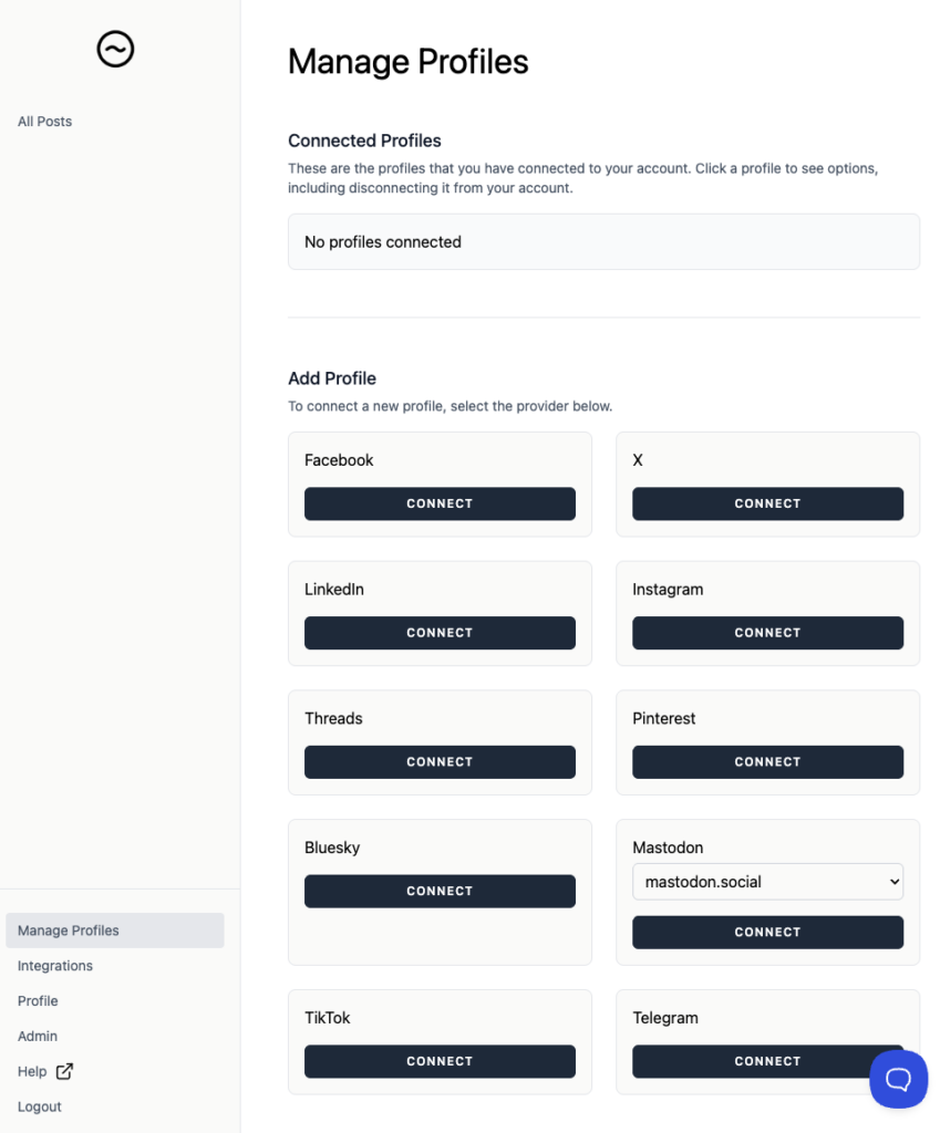 Social Post Flow: Manage Profiles