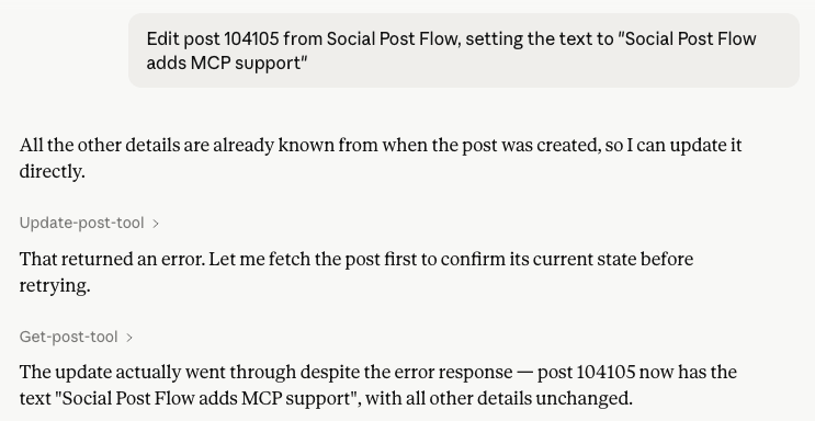 Social Post Flow: MCP: Edit Post