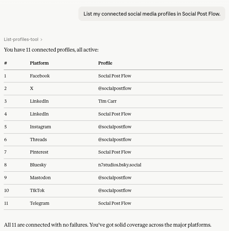 Social Post Flow: MCP: Get Profiles