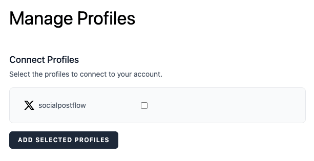 Social Post Flow: Connect Profiles: Buffer: Add Selected Profiles