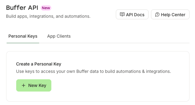 Social Post Flow: Connect Profiles: Buffer: New Key
