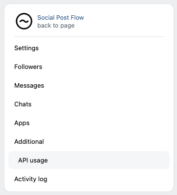 Social Post Flow: Connect Profiles: VK Community: Additional > API Usage